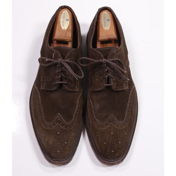 Sid Mashburn Brown Suede Wingtip Oxford Dress Shoes Made in England UK 10.5 main image 10
